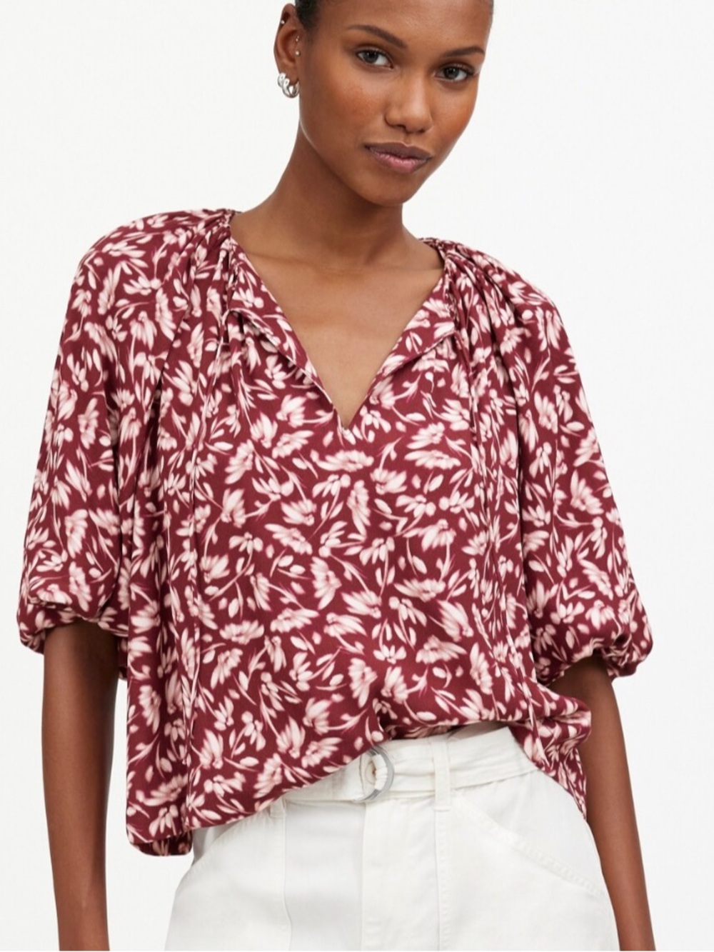 Madewell Bubble Sleeve Top in Floral Size 6